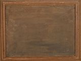 painting of a brown wooden frame with a black background