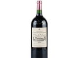 bottle of red wine with a white label on a white background