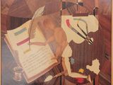 a picture of a painting of a man reading a book