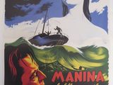 une affiche du film « Maniana », sur laquelle figurent une femme et un bateau