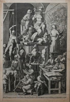 un dessin en noir et blanc représentant un groupe de personnes assises autour d'une table