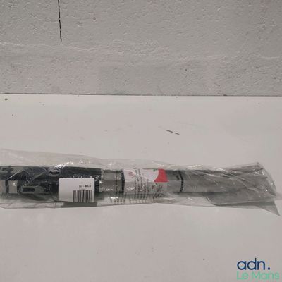 une photo en noir et blanc d'un stylo dans un sac en plastique
