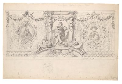 a drawing of a drawing of a man and a woman in a room