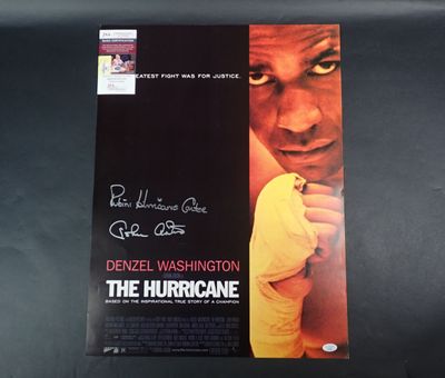 affiche de cinéma dédicacée de Denzel Washington pour le film « The Hurricane »