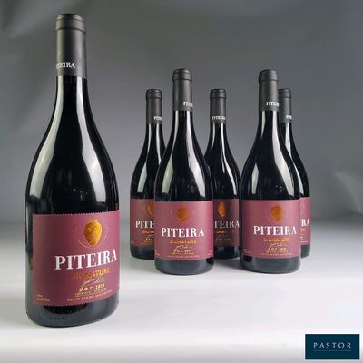 six bouteilles de vin rouge sont alignées sur une table