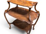 an image of a wooden table with two shelves on it