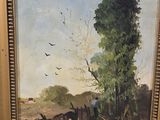 an image of a painting of a man on a horse drawn carriage