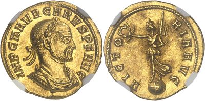 a gold coin with an image of a man on it