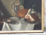 a picture of a painting of a still life with food on a table