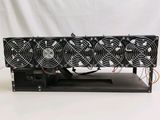 three fans are sitting on top of a computer case