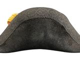 an image of a black hat with a yellow button