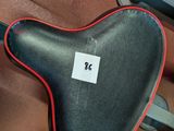 a seat that has a sticker on it