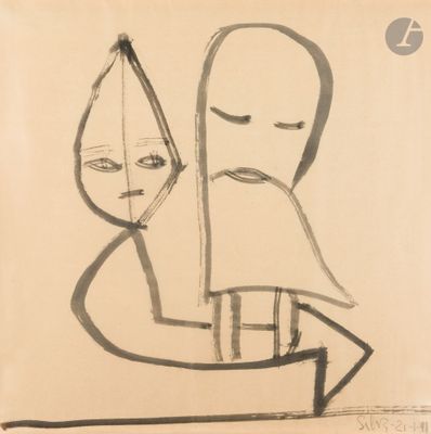 l'image d'un dessin représentant un homme et une femme assis sur un canapé