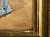 an image of a painting of a woman in a blue dress