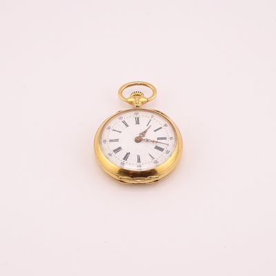 an image of a gold pocket watch with roman numerals on the face
