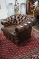 Canapé Chesterfield avec repose-pieds assorti - cuir marron (photo 2)