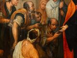 an image of a painting of a man holding a sword in front of a group of people