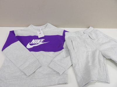purple and grey nike sweatshirt and sweatpants set size 2t
