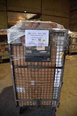 a cart that has a lot of boxes in it