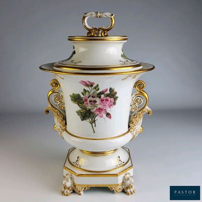 une image représentant un vase blanc orné de fleurs roses