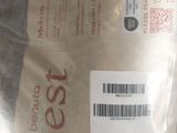 a bag of food sitting on a table with a barcode on it