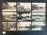 plusieurs photographies en noir et blanc d'une rue où l'on voit des passants et des véhicules