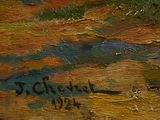 an image of a painting of a landscape with a bird flying in the sky