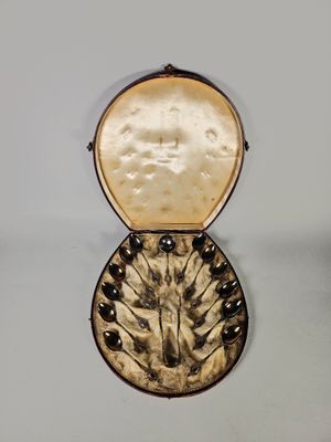 une petite boîte avec l'image d'un loup à l'intérieur