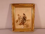 an old picture of a man riding a horse next to a picture of a woman