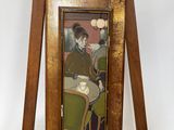 tableau représentant un homme assis sur une chaise devant un chevalet