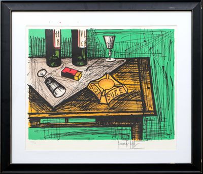 une image représentant un dessin d'une table sur laquelle se trouvent des verres à vin et une boîte