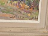 an image of a painting of a horse in a field