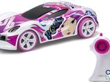 the remote control of a toy car with a pink design on it