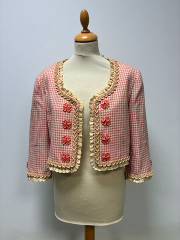 MOSCHINO CHEAP AND CHIC – Veste en laine et rayon rose à décor de...