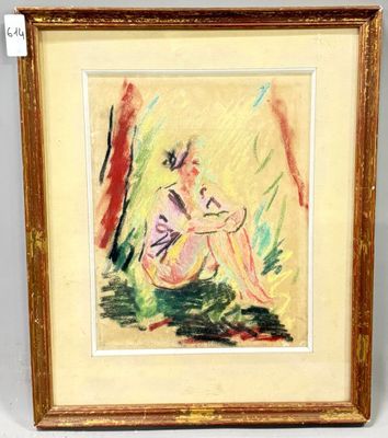 une image représentant un tableau où l'on voit une femme assise sous un arbre