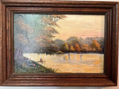 une image d'un tableau représentant un bateau sur l'eau
