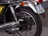 a motorcycle that is parked in a parking lot