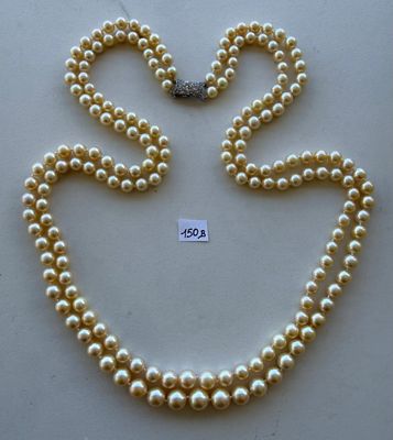 Sautoir 2 rangs de 188 perles jolies Perles de Culture en ch…