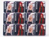 six packs of wigs with red and white wigs on them