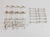 six pairs of silver plated metal hooks and a pair of silver plated hooks