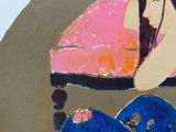 une peinture représentant une femme assise sur un lit