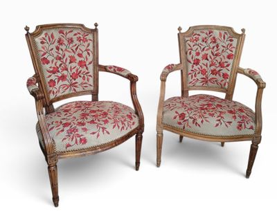 pair of louis xvi style armchairs