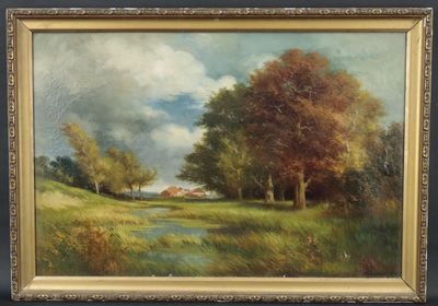 M. LECHOUX "Paysage de campagne en automne", huile sur toile…