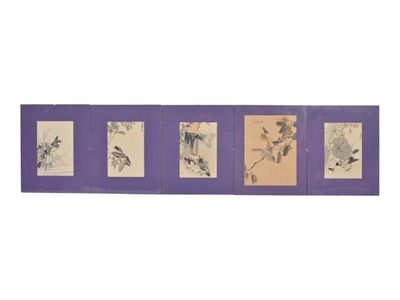 a set of four chinese paintings of birds and flowers