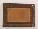 an old wooden picture frame on a white surface with a white background
