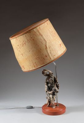 an image of a lamp that is on a table with a lamp shade on it