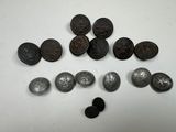 a close up of a bunch of coins on a table