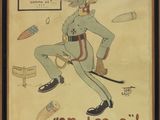 tableau représentant un homme en uniforme militaire tenant un fusil