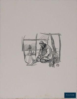 an image of a drawing of a man and a woman sitting on a bed