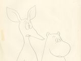 une image représentant un dessin d'un kangourou et d'un hippopotame sur une feuille de papier